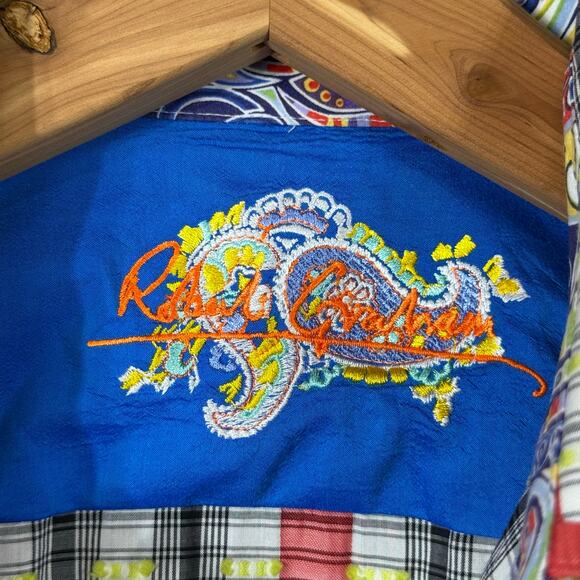 Robert Graham Button Shirt Mens XL Striped Colorful Vibrant Paisley Flip Cuff - Picture 4 of 13